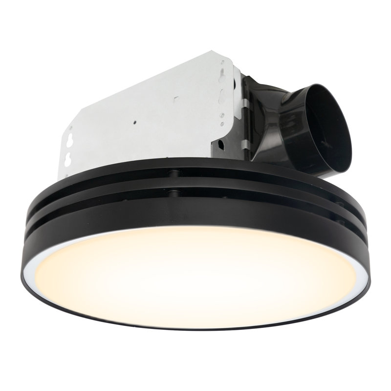Ventilateur de salle de bain 2 lumières 110 CFM avec éclairage, Noir mat