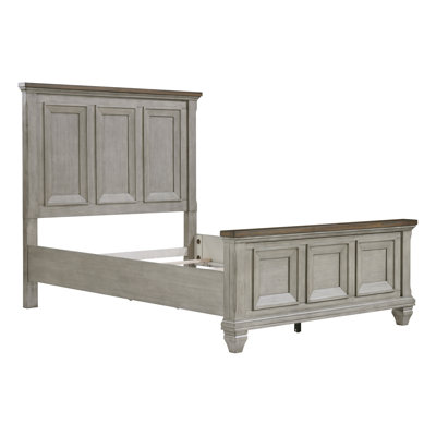 1Pc Eastern Bed Antique Gray And Brown Finish Bedroom Furniture