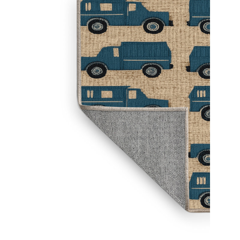 Machine Washable Transportation Brown Area Rug, Rectangle 8' x 12'