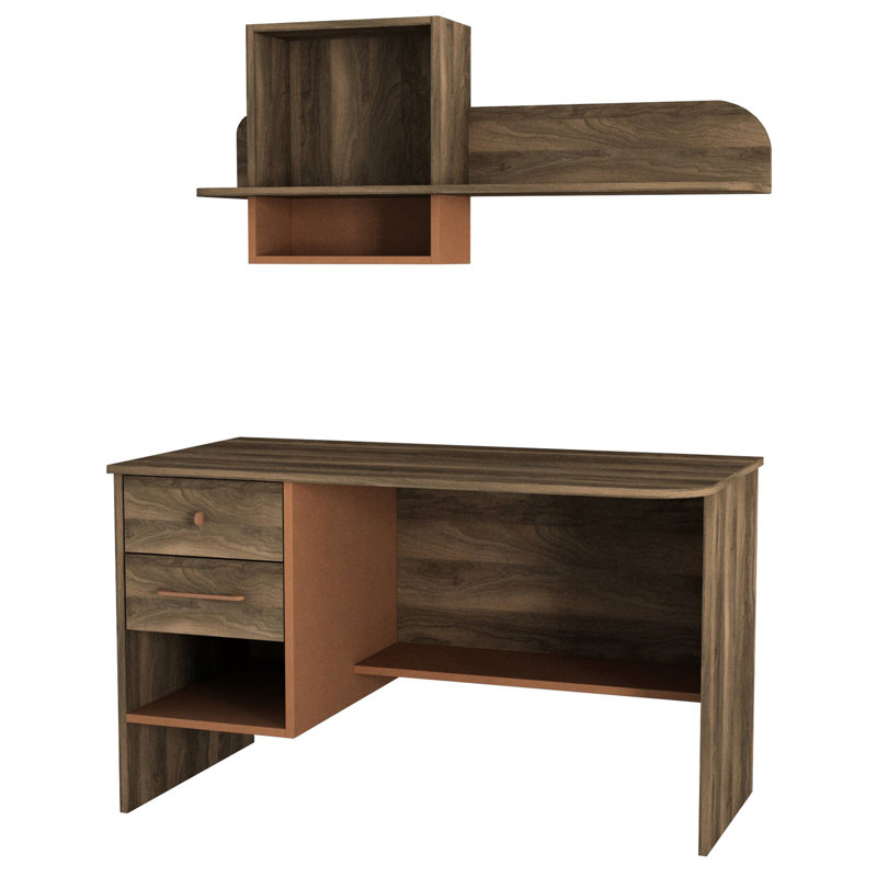 Jaycie 2 Piece Rectangular Writing Desk Office Set with Hutch