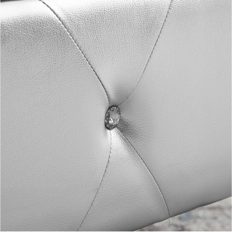 Silver PU Upholstered Storage Bench with Padded Seat