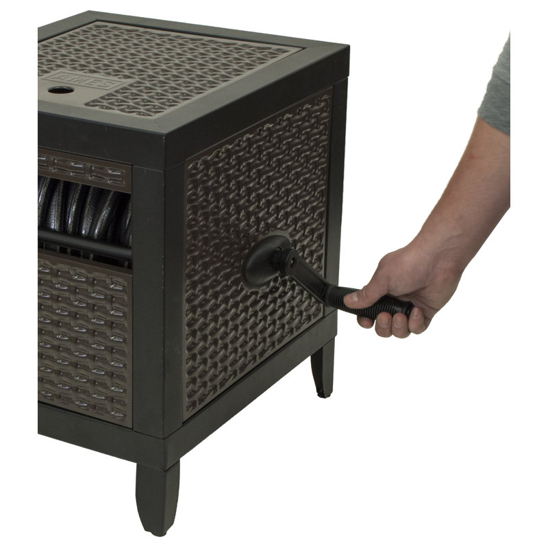 Black Wicker Style Steel Hideaway Hose Reel Cabinet
