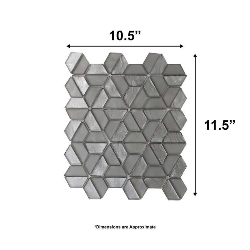 Samba 10.5" x 11.5" Glass Hexagon Mosaic Tile, Fume Light Gray