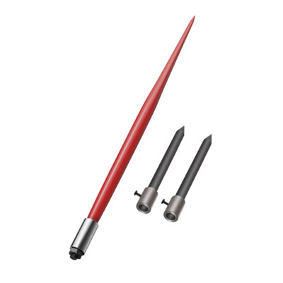 Lance à foin robuste de 49 po - capacité de 4 500 lb - Fourches à balles carrées à fixation rapide avec 2 pointes de stabilisateur de 17 po - Convient aux seaux de chargeur de tracteur - Finition rouge durable - Sans douille