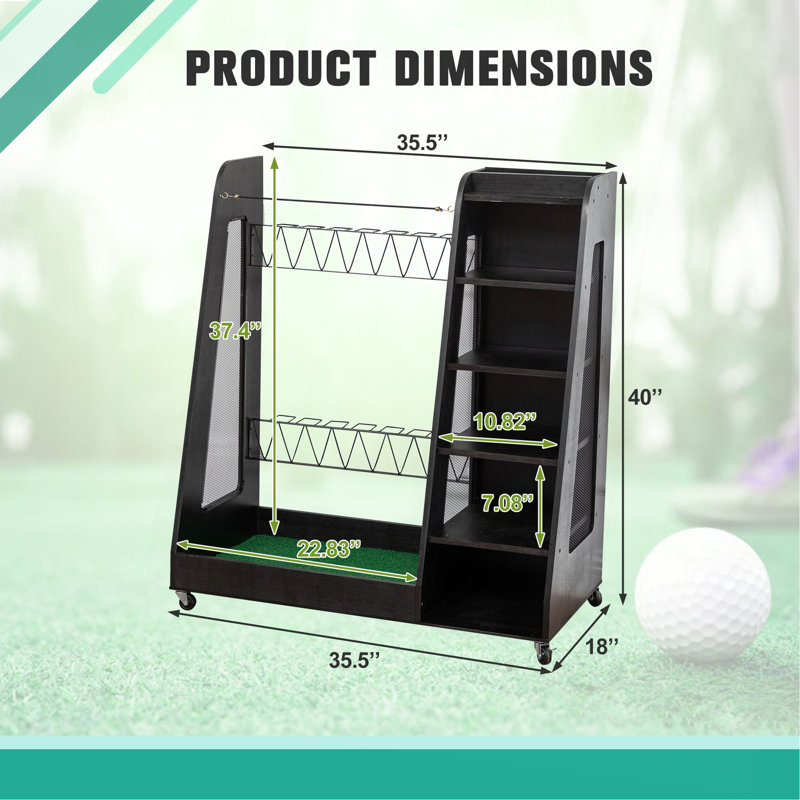 Organisateur de sacs de golf pour garage, support de rangement en bois de qualité supérieure pour 2 sacs de golf, organisateur de coffre de voiture pour garage, abri de club ou sous-sol