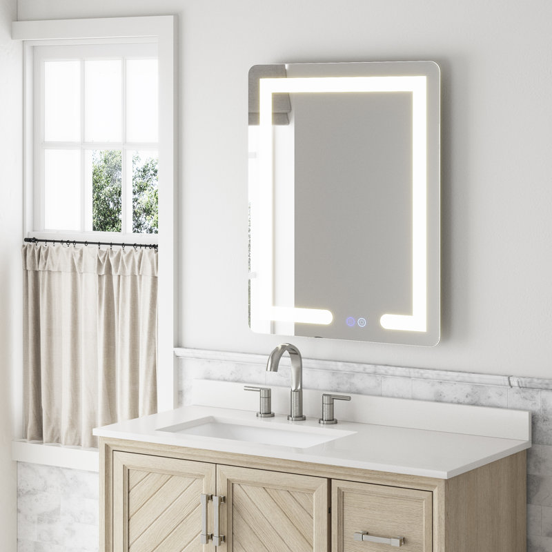  Rectangular Frameless LED Bathroom Mirror 30-in x 24-in