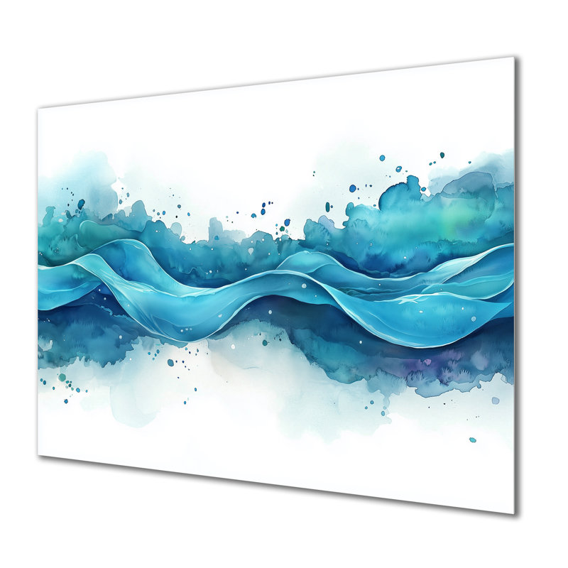 «Coastal Parallel Streams Waves II», art abstrait au trait, paysage, métal, art mural, H 12 po x l 20 po