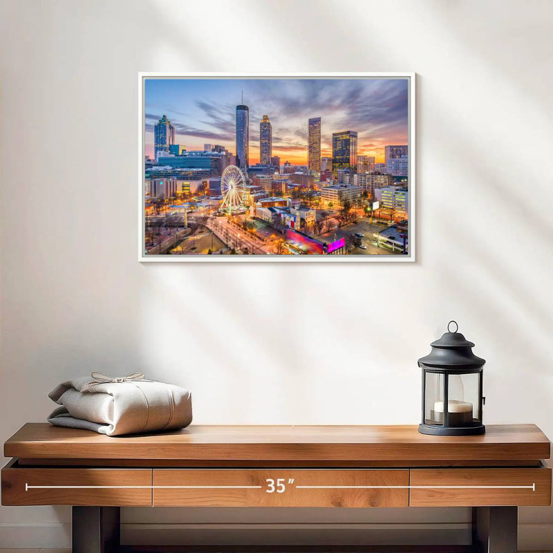 Atlanta Twilight Sky, Cadre flottant blanc, 19 po x 13 po