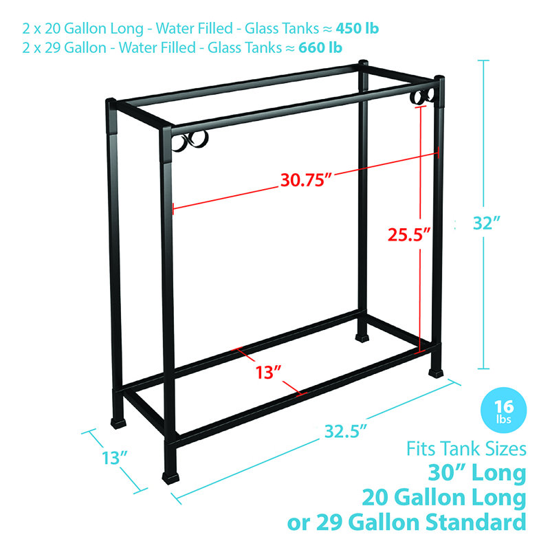 Rectangle Aquarium Stand, Black 29 Gallon