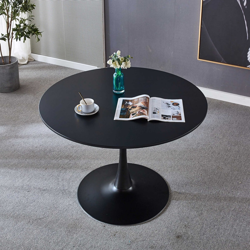 Table de salle à manger à piédestal, Noir, H 28,77 po x L 31,53 po x l 31,53 po