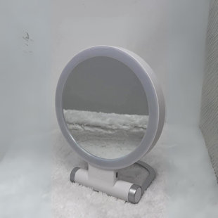 Focus Tri Tone Travel Makeup Mirror with LED Lights, Dual Sided 10x Magnifying Mirror with 360 Tilt