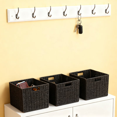 Paniers de rangement en corde de papier tissés à la main avec poignées, ensemble de 4 organisateurs de cubes pliables pour la chambre à coucher, le salon et les casiers