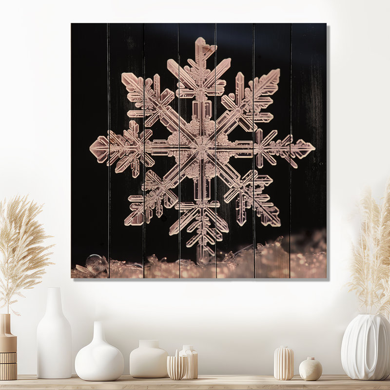 Crystal Snowflake Tranquility I - Winter Landscape On Wood Print, 36" H x 36" W