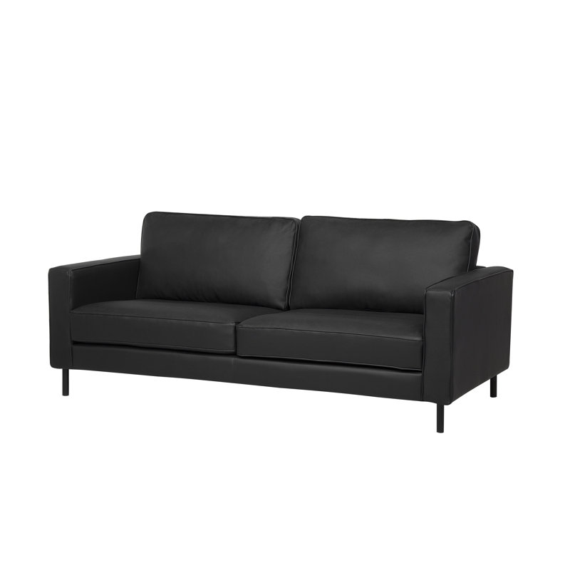 Desdemona 3 Seater Faux Leather Sofa, Black