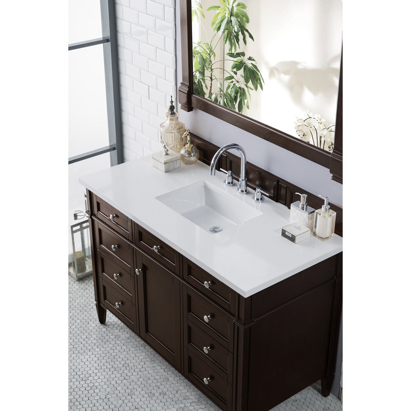 Brittany 48 in. Single Vanity, Burnished Mahogany, White Zeus, Single-Hole