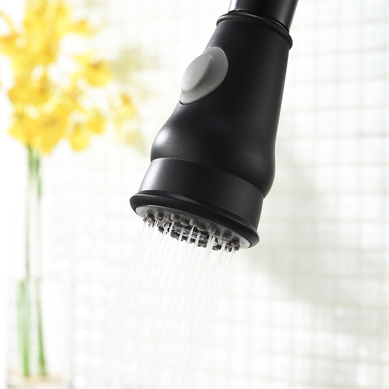 Robinet d'évier de cuisine moderne avec bec rétractable - noir, levier simple pour un contrôle en douceur de l'eau et style contemporain noir, pivotant sur 360 degrés