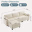 Canapé modulaire de 110 po avec canapé-lit convertible en forme de L, canapé modulaire et méridienne avec tous les sièges de rangement pour salon, appartement, ivoire-131448978