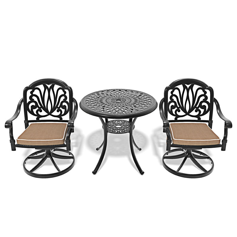 3-Piece All-Weather Cast Aluminum Dining Set, Beige, 2