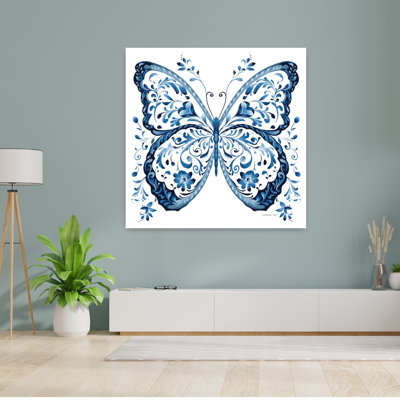 Contemporary Art Abstract Contemporary Butterfly Flower Landscape Art by Danhui Nai - Wrapped Canvas Print