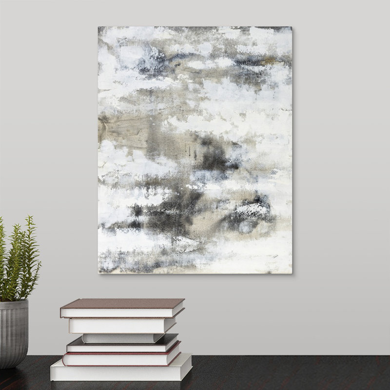 «Graphite and White», peinture sur toile, Toile tendue, H 14 po x l 11 po x P 1,25 po
