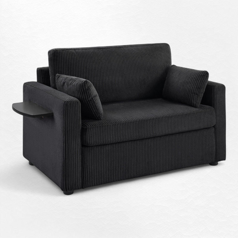 Canapé-lit avec ports USB, Noir