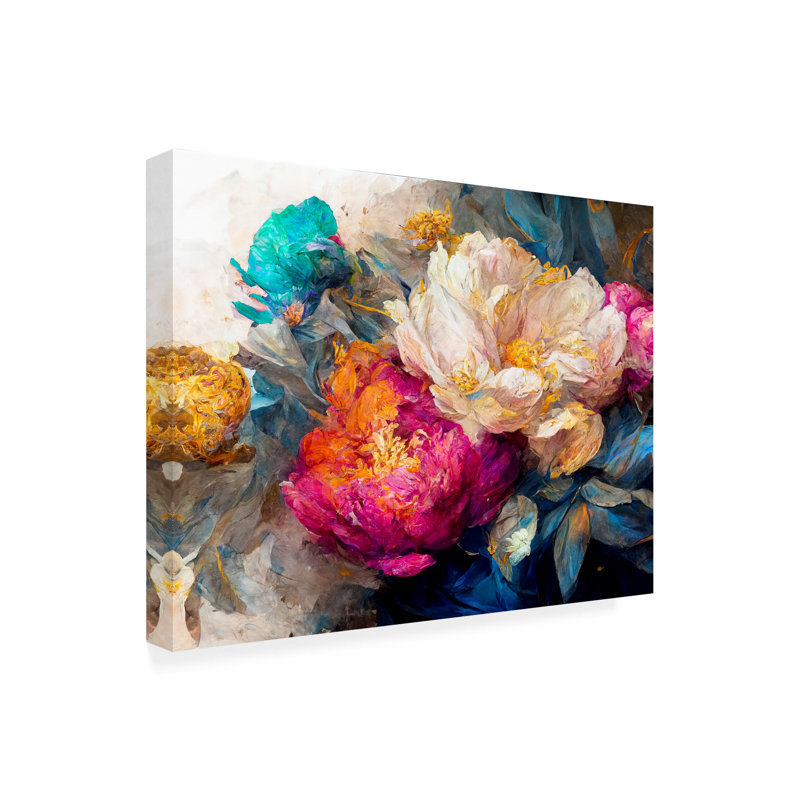 Art sur toile, pivoine bolognaise, H 35 po x l 47 po