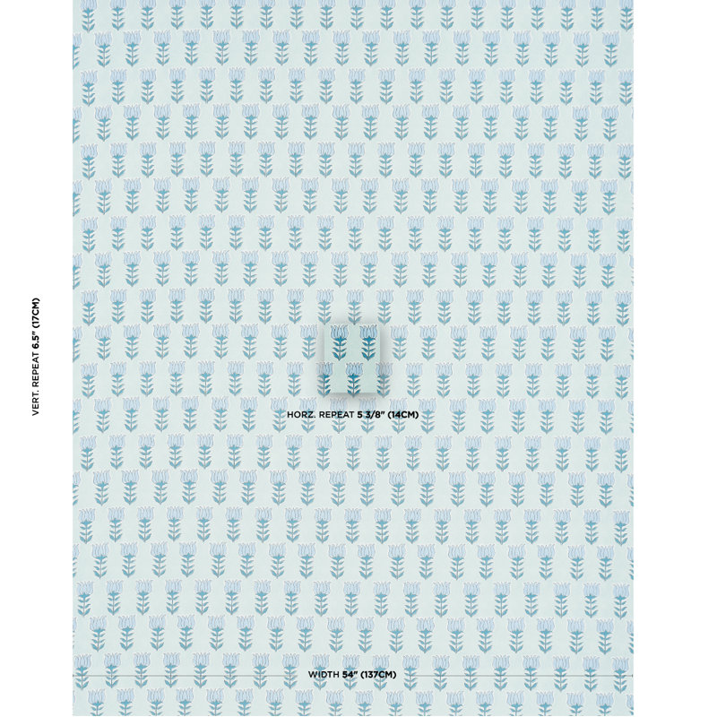 Mia Tulip Fabric, Mineral/Blue