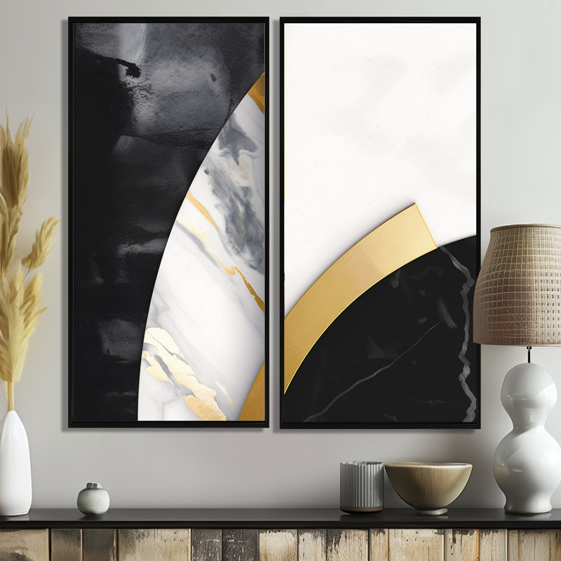 Marbre, peinture sur formes - art mural surdimensionné abstrait en marbre, 40" H x 40" W, Black