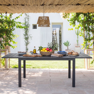 Outdoor Aluminum Extendable Dining Table, Powder-Coated Frame
