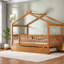 Lits simples en bois peu encombrants avec lit gigogne, finition noyer, conception moderne