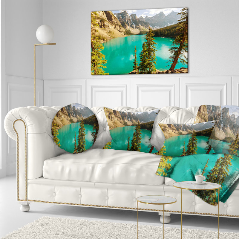 Lac Moraine dans le parc national Banff - Coussin décoratif à imprimé paysage