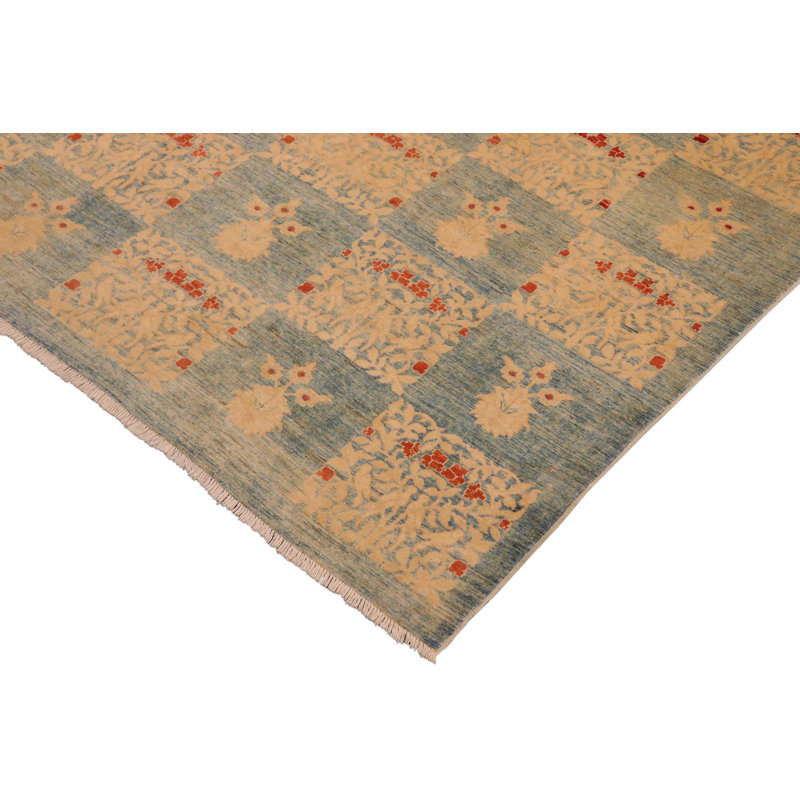 Tapis oriental brun en laine noué à la main 9 pi 10 po x 13 pi 10 po Silke