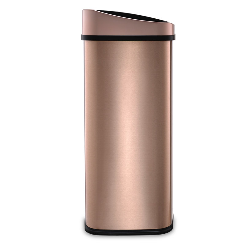 Gold Stainless Steel Touchless Motion Sensor Trash Can, 13.2 Gallon