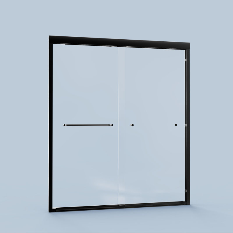 Semi-Frameless Double Sliding Shower Door, Black