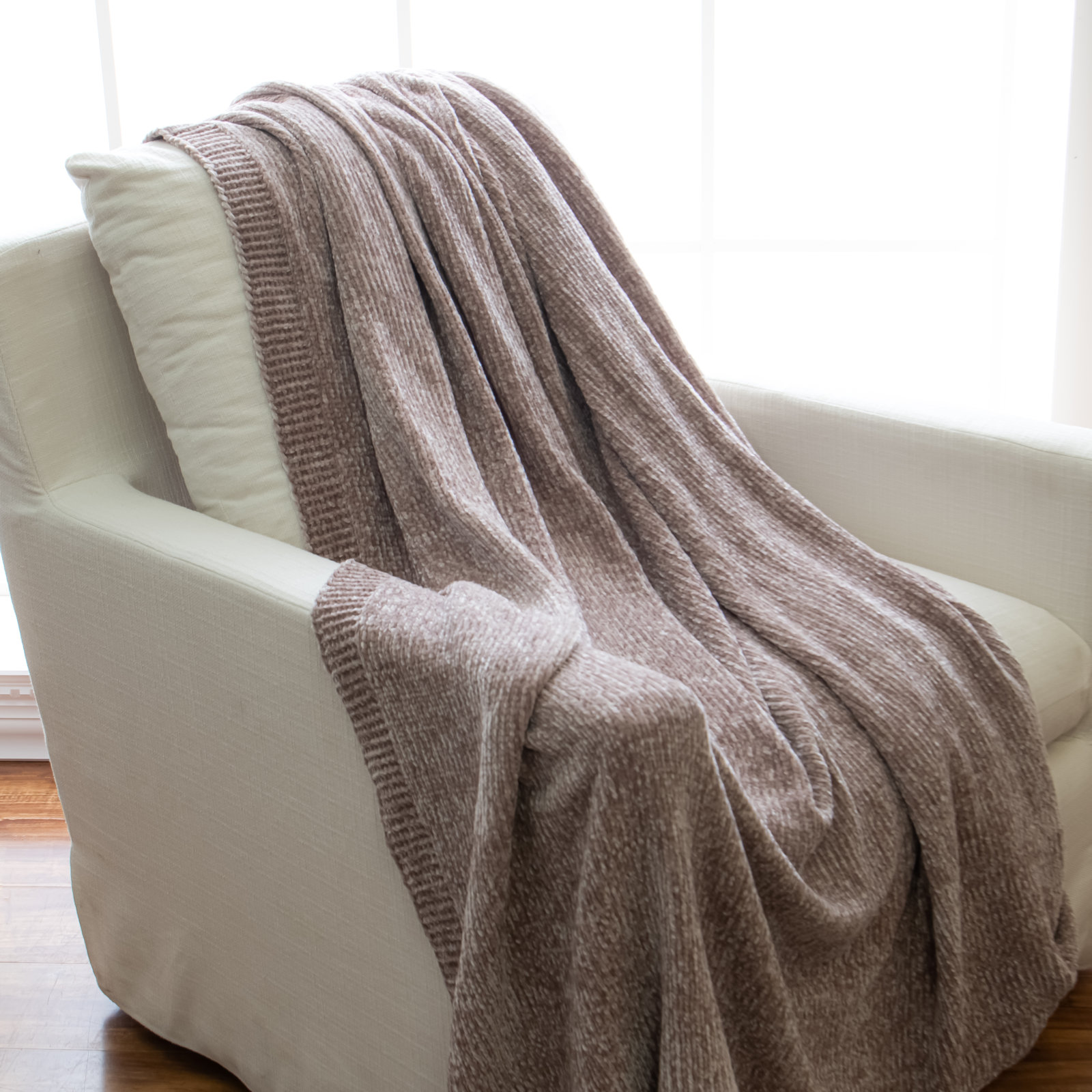Caspian Knitted Blanket, Beige
