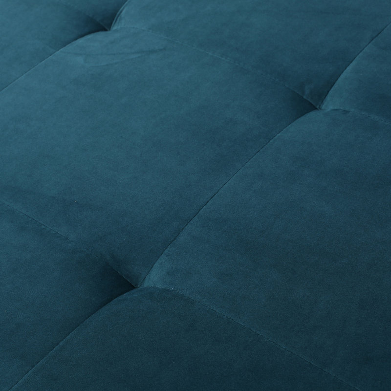 Repose-pieds en velours bleu sarcelle Mid-Century