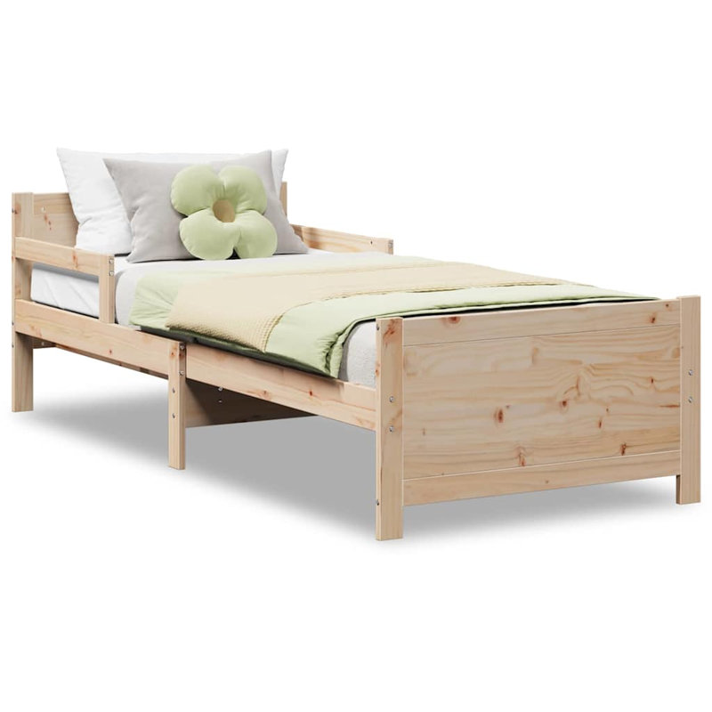 Bed Frame with Headboard Engineered Wood Kid Modern Child's Structure, Brown