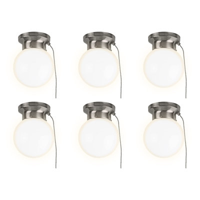 Plafonnier encastré en verre 6 po à DEL avec chaîne de traction - Luminaire sphérique - Luminaire 500 lumens 3000K