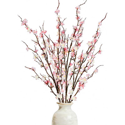 4 Pcs Cherry Blossom Branches  Fake Flowers Spring Decorations For Home Decor, Artificial Flowers Long Stem Branches For Vase Wedding Office Party Table Decor Centerpieces