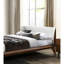 Grand lit en bois de noyer massif, lit plateforme moderne de style Mid-Century avec tête de lit à oreilles en tissu et pieds en angle effilés, couleur de matelas, tête de lit à panneau, style,-1520190165