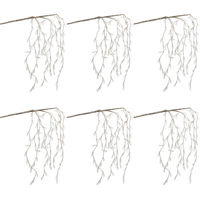 Icy Hanging Christmas Branches Set of 6 for Holiday Decor