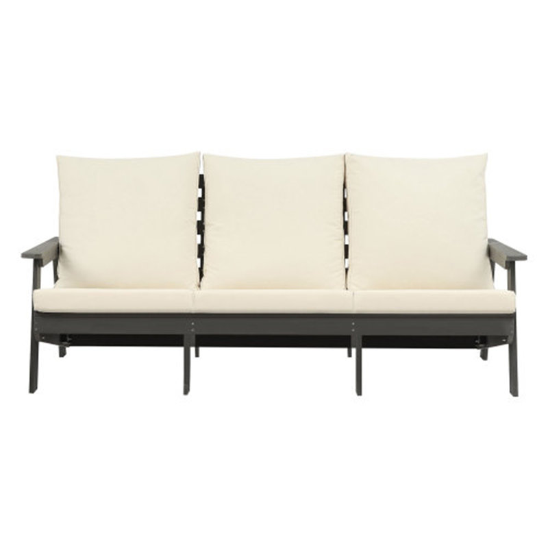 3 Seater Sofa With Cushion, Outdoor Garden Sofa, Sofa Set For Porch, Poolside, Terrace, And Yard, Gray, White