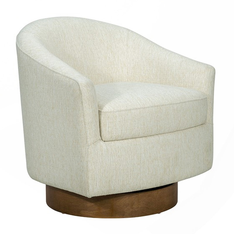 Chaise pivotante rembourrée avec base en bois crème Voir ci-dessous