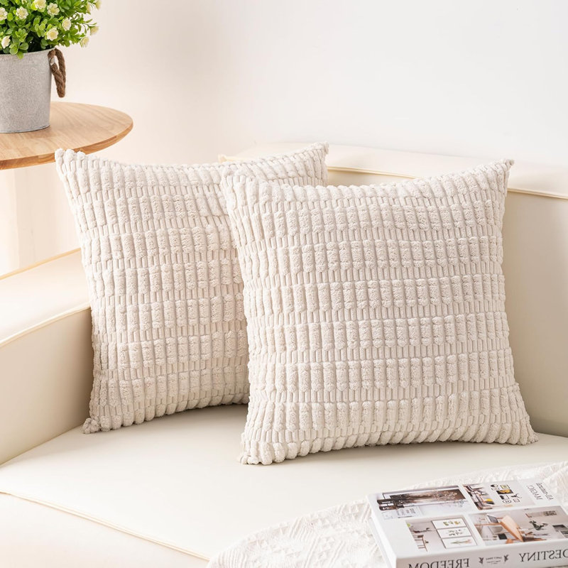 Paquet de 2 housses de coussin décoratif en velours côtelé 18 x 18 pouces Boho