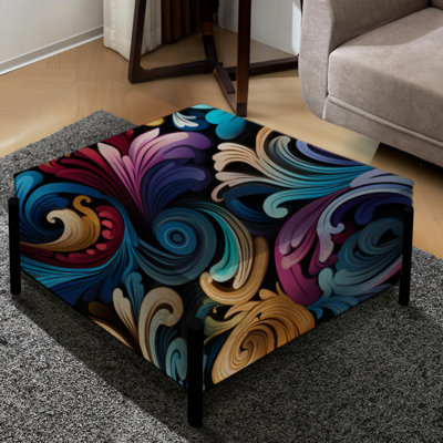 Futuristic Fusion Paisley Pattern - Paisley Large Square Ottoman