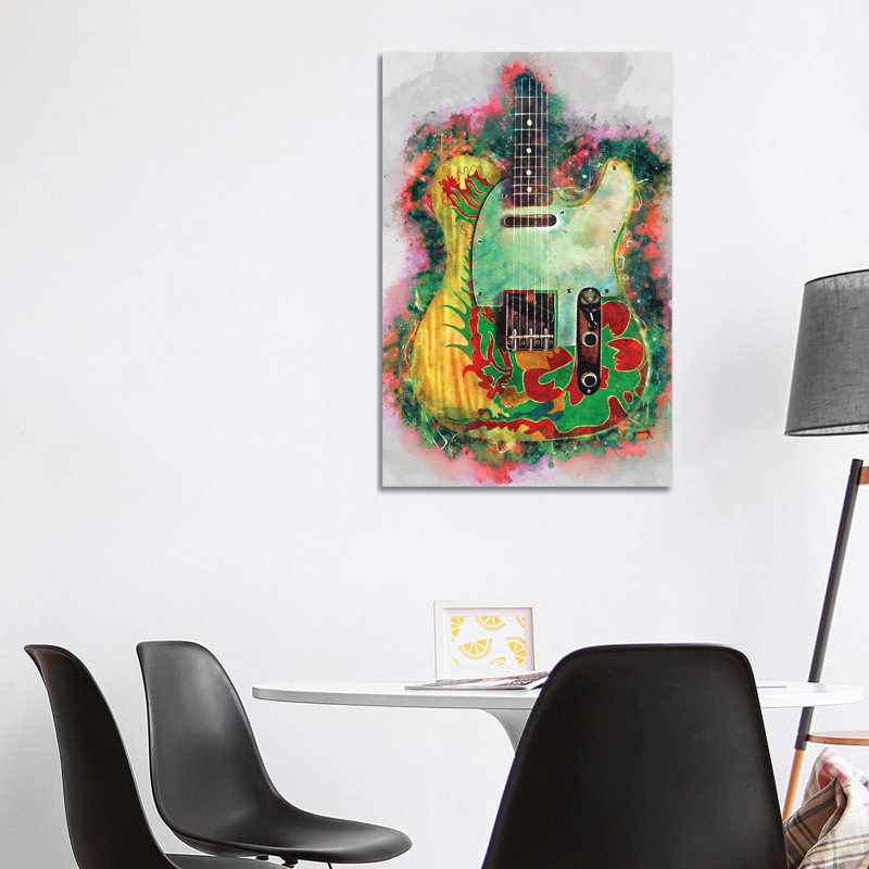 Jimmy Page Dragon Guitar - Print on Canvas, 66.04 cm H x 45.72 cm W x 3.175 cm D, No Framed