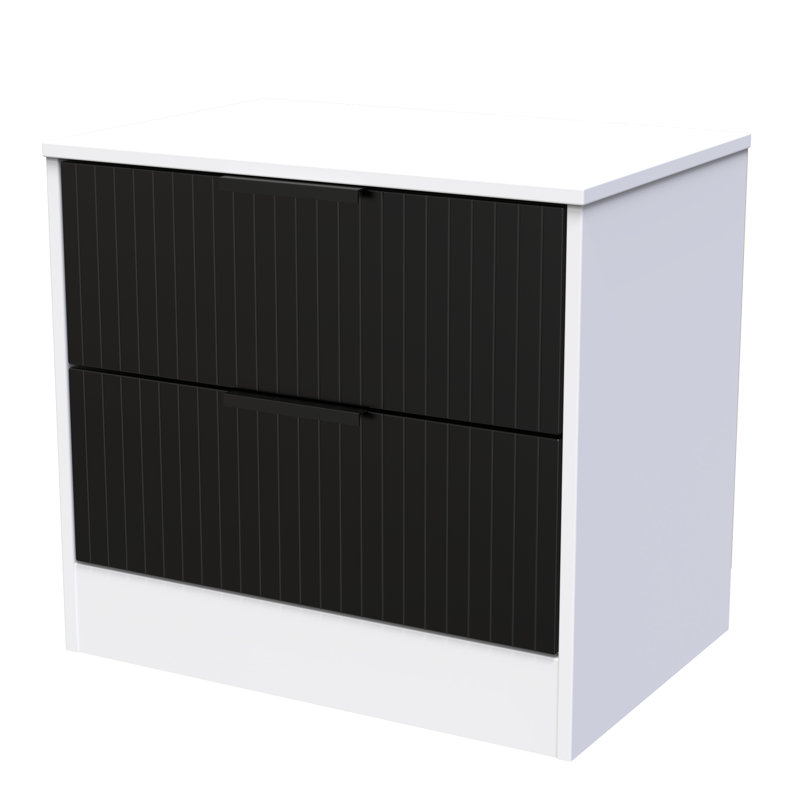 Berklie 2 Drawer Midi Chest (Ready Assembled), Deep Black/White