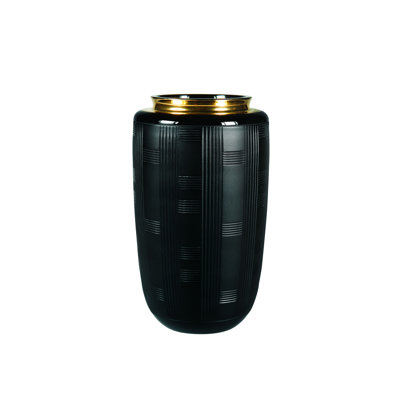 Jet Black Handmade Glass Table Vase