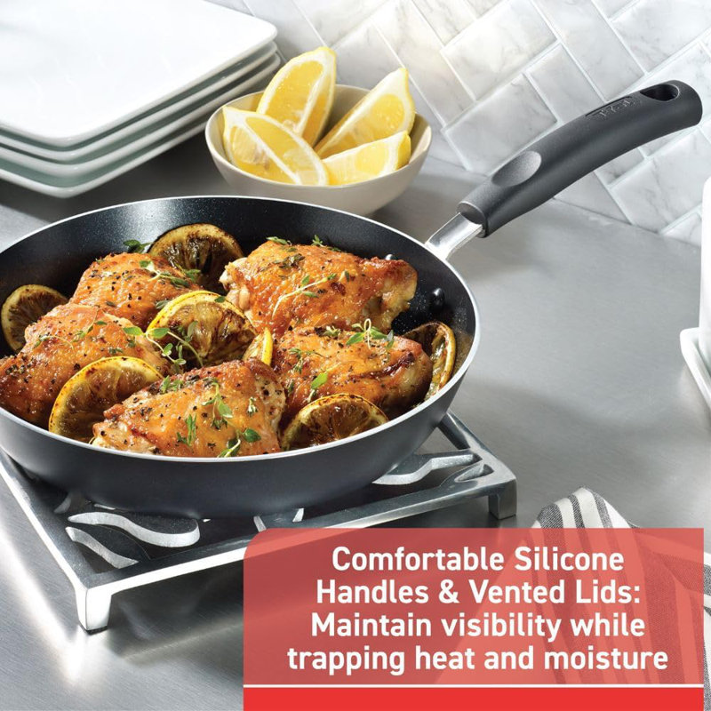 T-Fal Signature 12 Pcs Cookware Set, Titanium Nonstick, Grey, Grey