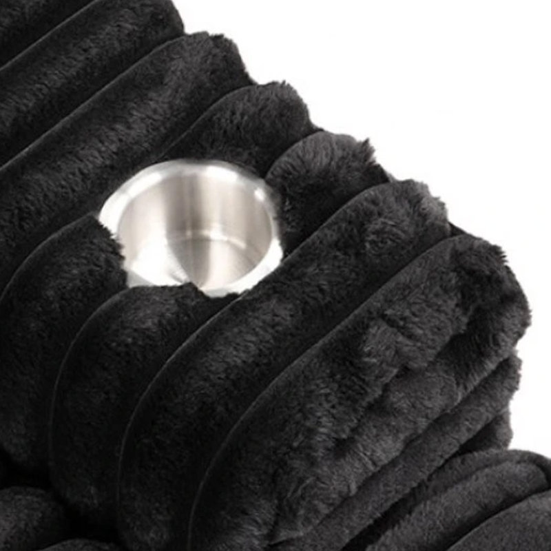 Canapé double Teya, 2 coussins, revêtement en chenille noire, 94 po, Noir